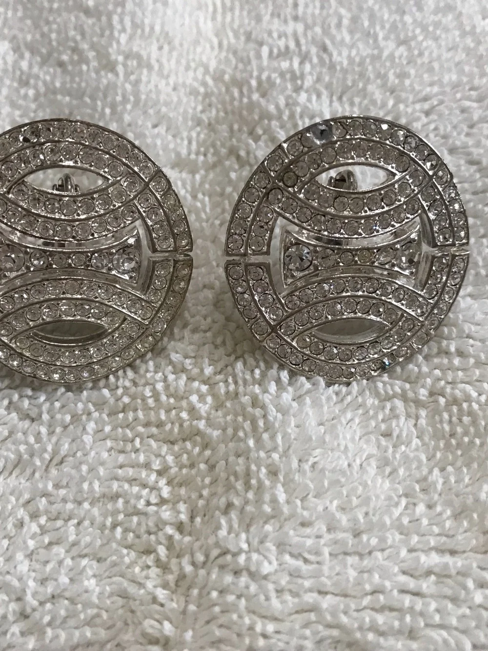 Crystal Pave Round Clip-On Earrings - Silver Tone